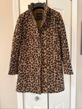 Talbots Leopard Print Wool-Blend Coat in Tan and Black